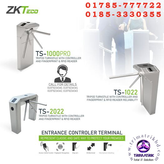 ZKTeco Tripod Turnstile Gate in Bangladesh, ZKTeco TS-2022 Pro in Bangladesh