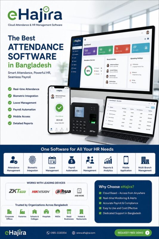 Best Attendance Software in Bangladesh (2026) Why eHajira is the Complete HR, Attendance & Payroll Solution